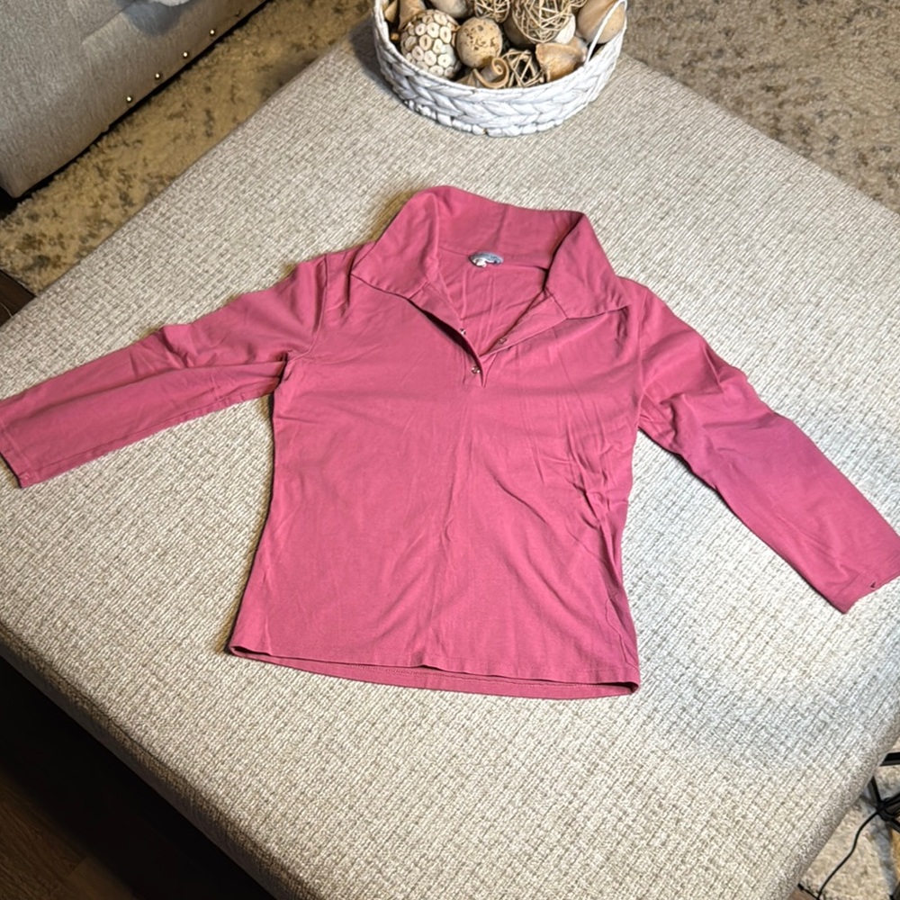 Women's Pink Collared Top 3/4 sleeve
